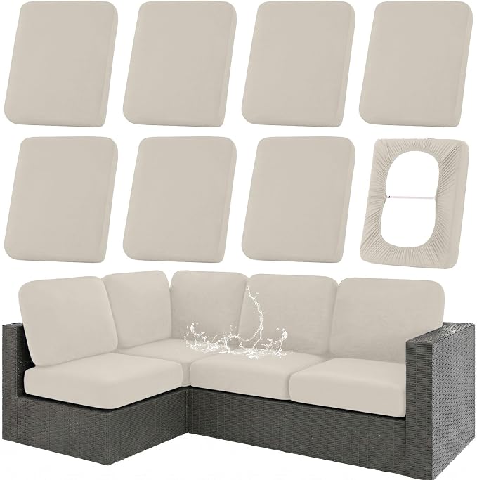 Waterproof Outdoor Cushion Covers, Stretch Patio Slipcovers | UV Resistant by hyha