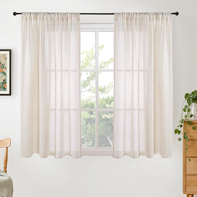 BGment Oatmeal Linen Curtains 48 Inches Long by BGment