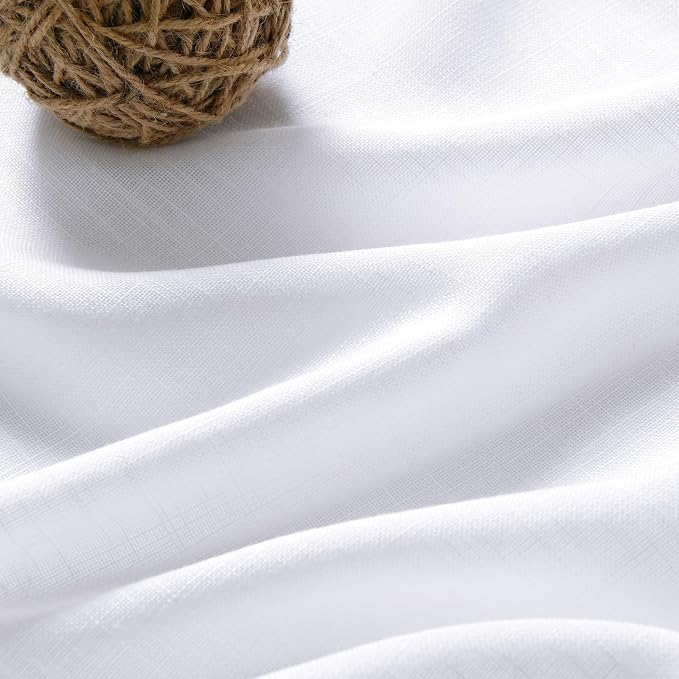 Snow White Linen Curtains 84 Inch Length 2 Panels Set - Image 4