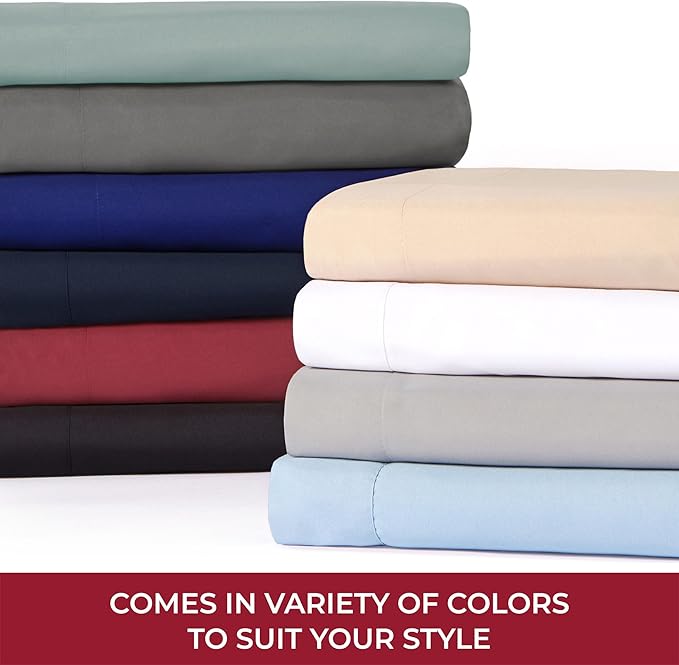 Mellanni RV Short Queen Sheets - 4 PC Iconic Collection Bedding - Hotel Luxury, Extra Soft, Cooling Bed Sheets - Deep Pocket up to 10 inch (RV/Short Queen, Navy Blue)