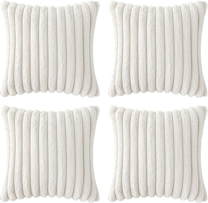 MIULEE Faux Fur Plush Decorative Throw Pillow Covers 20x20, Pure White | Set of - Image 7