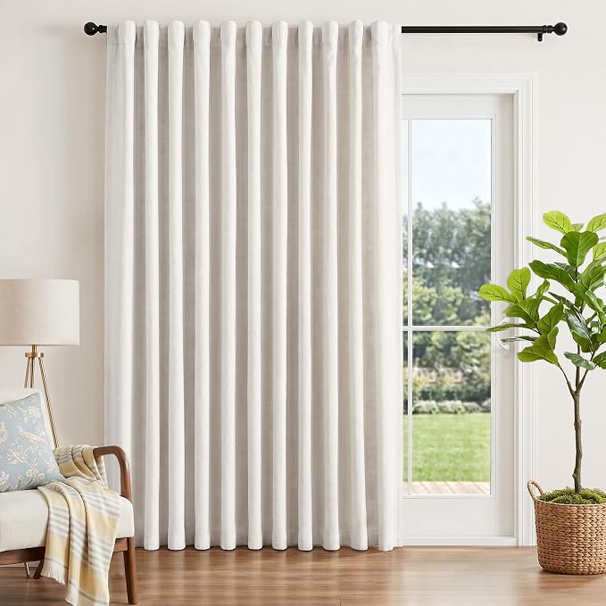 INOVADAY Extra Wide 100% Blackout Linen Curtains by INOVADAY