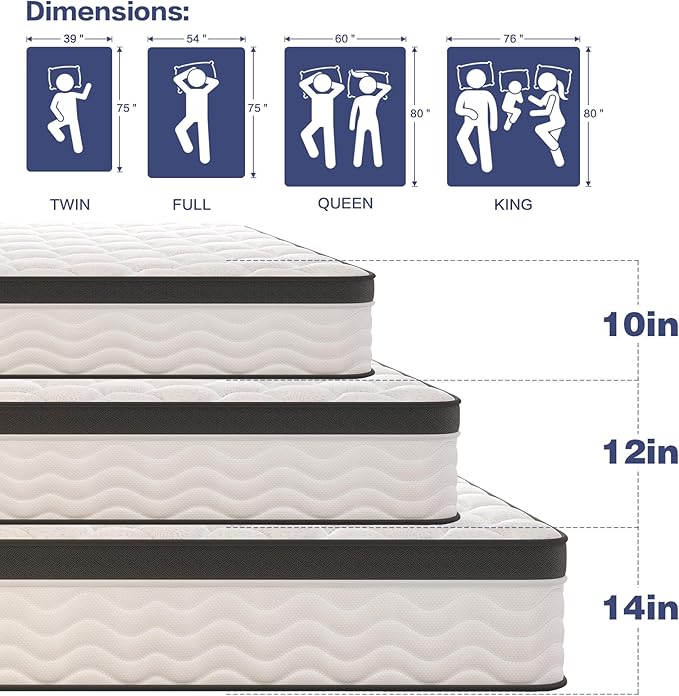 Mattress Twin Size,12 Inch Twin Mattress in a Box,Gel Memory Foam and Pocket Spring Hybrid Mattress,Ideal for All Sleep Positions,CertiPUR-US Certified,Deep Sleep-Medium Firm