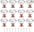 Tomorotec Set of 12 Rose Gold Base Crystal Clear Glass Drawer Pulls - 30mm Pink Diamond-Shaped Cupboard Knobs with Screws for Kitchen, Dresser, Bathroom and Wardrobe Cabinets