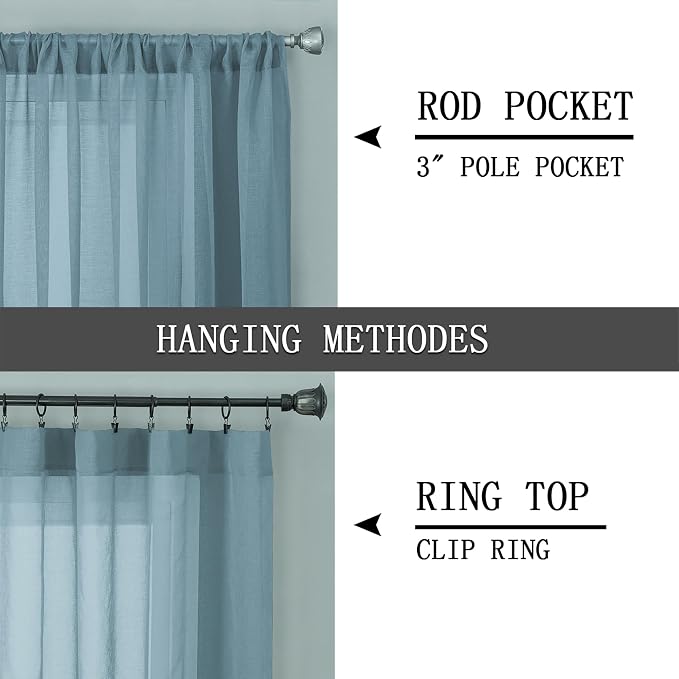 Tollpiz Short Sheer Curtains Linen Textured Living Room Curtain Sheers Light - Image 5