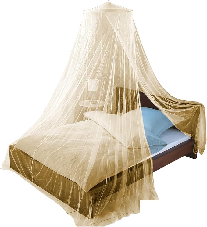Just Relax Decorative Elegant Bed Net Canopy Set Including Full Hanging Kit, Ideal for Indoors or Outdoors, Intended for a for Covering Beds, Cribs, Hammocks (Beige, Queen/King)