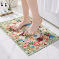 Green Floral Entry Rug Small Door Mat 24x17 Inch by WelcometoBabovid