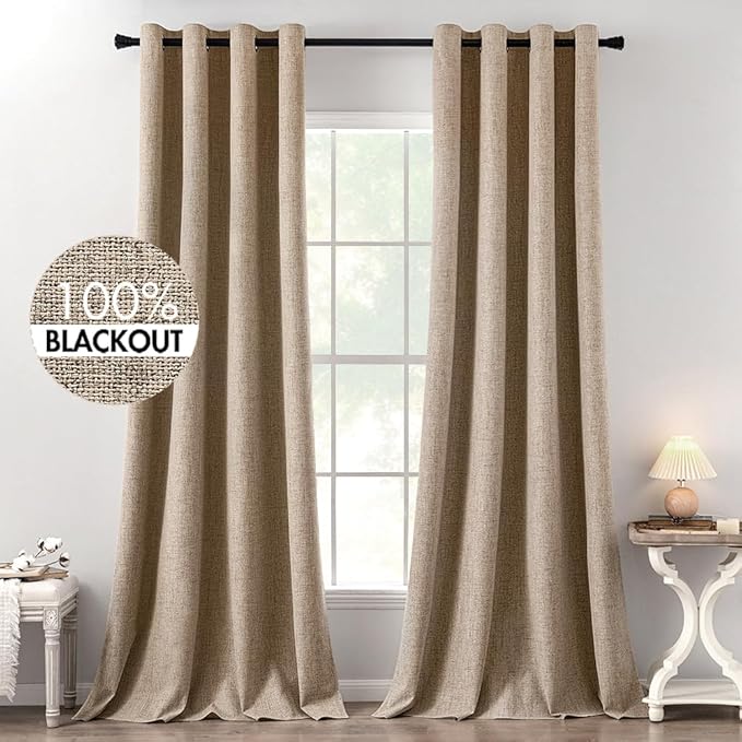 MIULEE 100% Blackout Linen Curtains by MIULEE