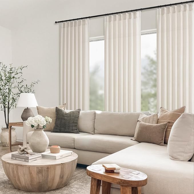Topfinel 105 Inch Curtains 2 Panels Set, Two Packs Pinch Pleat Back Tab Linen - Image 8