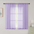 Sheer Lavender Curtains for Bedroom Living Room 54 Inch Length 2 Panels Set by WelvetBLK