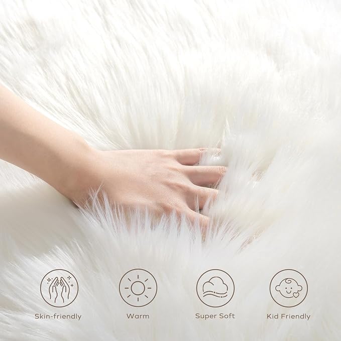 Ashler Faux Fur Rug, 2x3 Ft, Machine Washable | Fluffy Sheepskin, Ultra Soft - Image 6
