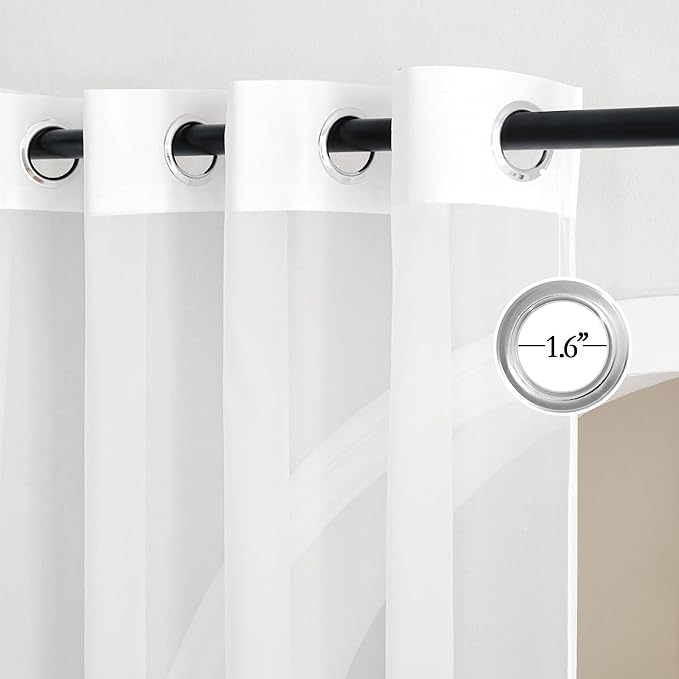 NICETOWN Ivory Sheer Curtains Extra Long 135 inch Length for Large Windows, Grommet Soft and Touching Living Room Window Treatments Sweep to Floor for Villa, W54 x L135, 2 Panels