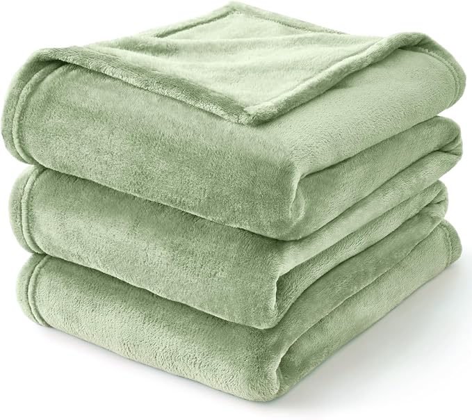 BEDELITE Fleece Blanket Soft Plush Twin Size Blanket Sage Green 60"x80" | Ultra - Image 8