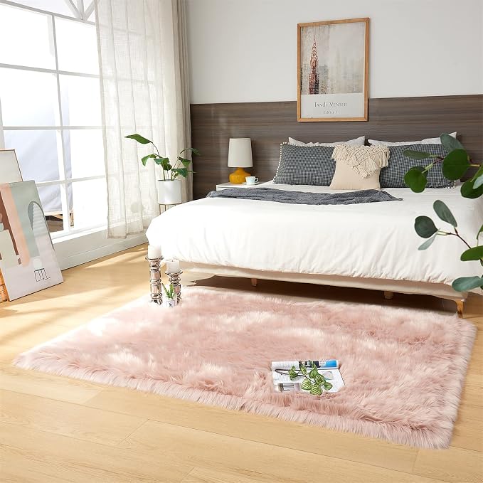 EasyJoy Ultra Soft Fluffy Shaggy Area Rug Faux Fur Rug Chair Cover Seat Pad by EasyJoy