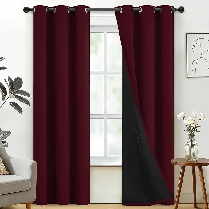 SimpleHome Burgundy Red 100% Blackout Curtains Room Darken Living Room 84 | by SimpleHome
