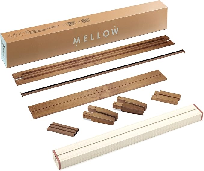 Mellow Naturalista Classic 12-Inch Solid Wood Platform Bed | Wooden Slats, No Box Spring Needed, Easy Assembly | Twin, Natural Pine