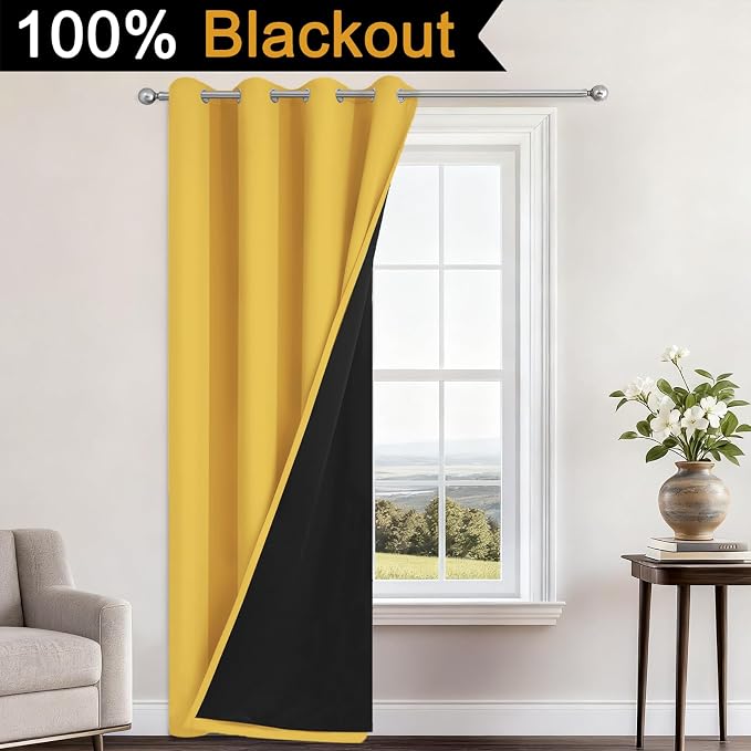 Yakamok Mustard Yellow Blackout Curtains 84 Inches Long 52" Wide 1 Panel | - Image 2