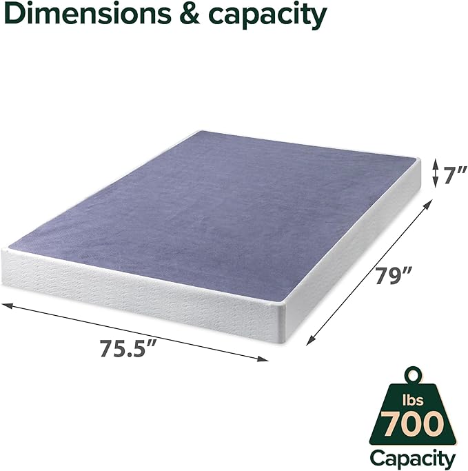 ZINUS 7 Inch King Metal Smart Box Spring with Quick Assembly, Mattress Foundation, Strong Metal Frame, Easy Assembly