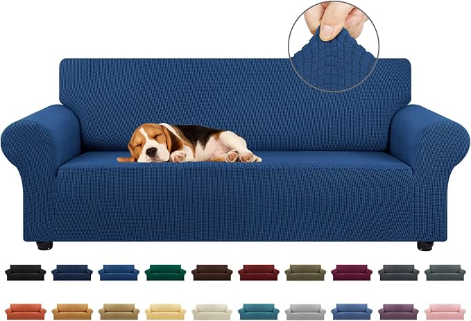 Stretch Couch Covers for Sofa, 3 Cushion Couch Slipcover, Classic Blue by KEKUOU