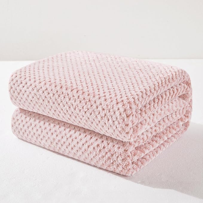 Exclusivo Mezcla Soft Waffle Fleece Bed Blanket Queen Size, Heather Pink | by ExclusivoMezcla
