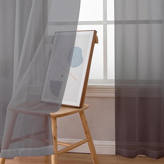 Simplebrand Grey Sheer Curtains 90 Inches Long, Light Filtering Rod Pocket - Image 3