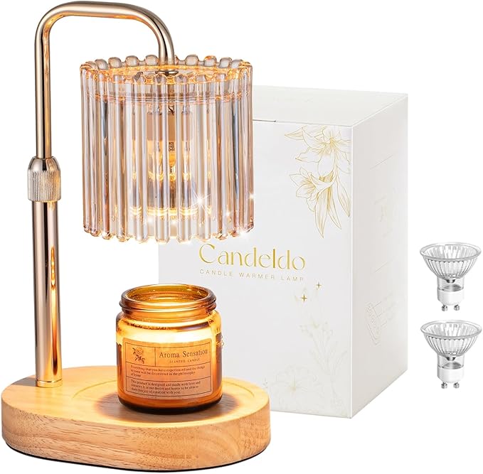 Candle Warmer Lamp with Timer: Gold Candle Warming Lamp Height Adjustable Wax Melt Warmer Dimmable Modern New Home Bedroom Decor Housewarming Gift for Women