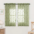 MIULEE Sage Green Sheer Curtains 2 Panels Leaf Patterned, W52 x L45 | by MIULEE