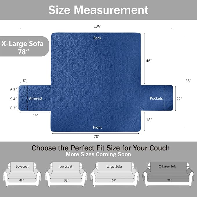 Soft Quilted Couch Cover with Pockets - Image 7