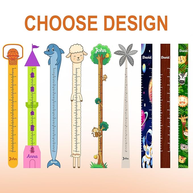 Personalized Growth Chart for Wall, Wooden Height Chart for Kids, Cute Height Measurement for Child/Girls/Boys, Baby and Toddler's Playroom/Kid's Room/Nursery Decor, Basketball