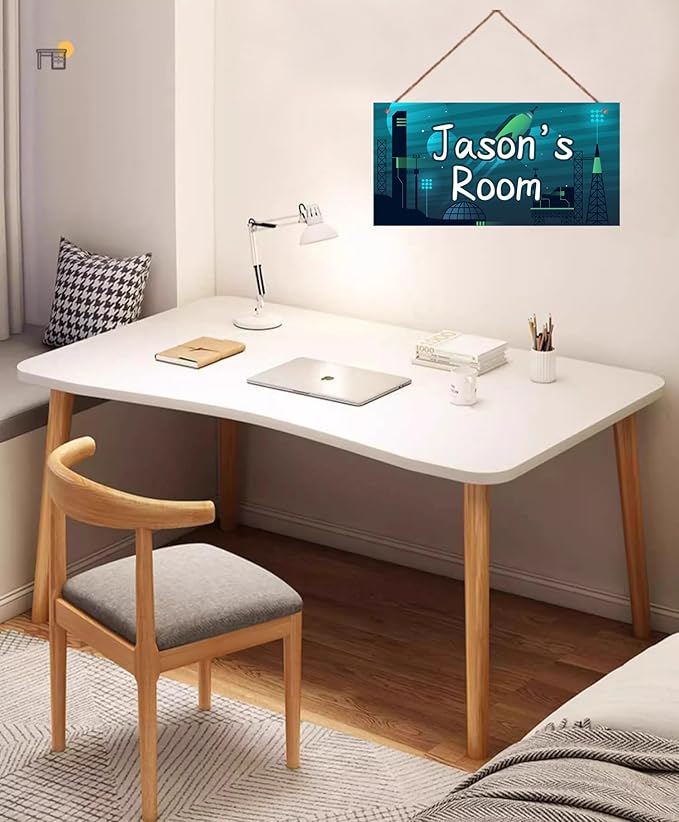 Personalized Sign Rocket Theme Wall Art Decor For Kids Room Custom Name Universe Star Door Décor For Little Man Cave, Starry Sky Nursery Art Plate For Boys Room Girls Bedroom