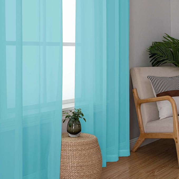 Aqua Sheer Curtains 84 Inches Long - Image 3