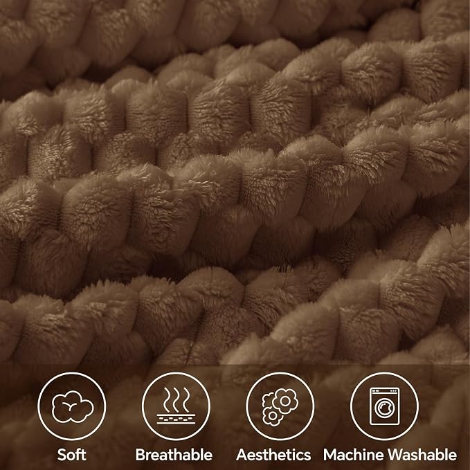 BEDELITE Brown Twin Blanket for Couch, Soft Cozy Gifts for Women, 60 * 80 | 3D - Image 3