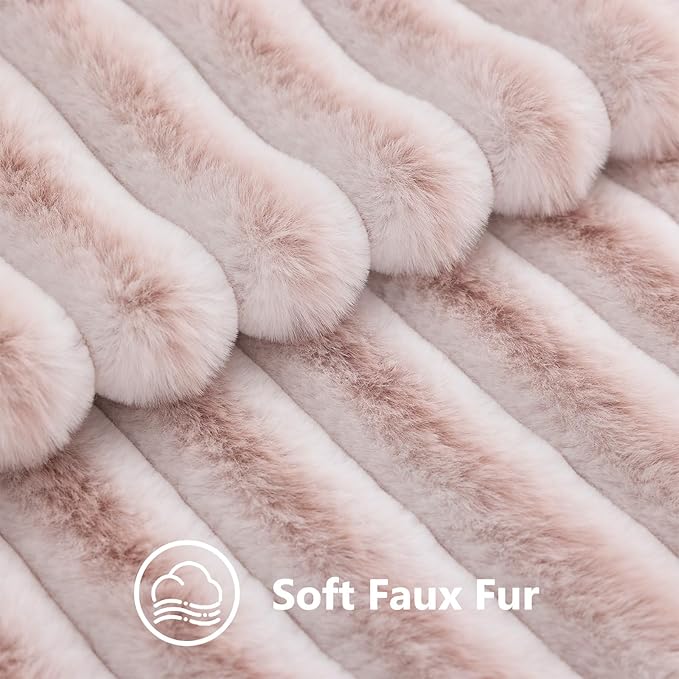 decorUhome Fall Faux Fur Throw Pillow Covers 20x20 Set of 2 Pink White | - Image 3