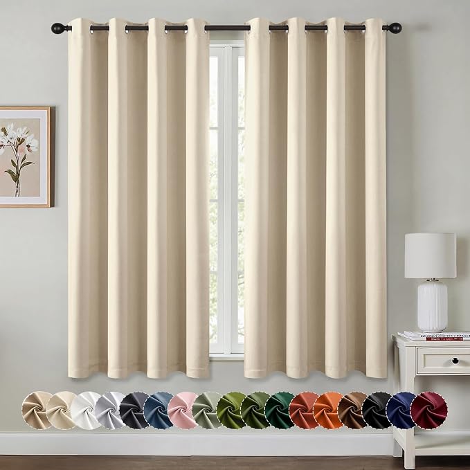 MIULEE Blackout Curtains for Bedroom 2 Panels 50 x 63 Inch Long Cream Beige | by MIULEE