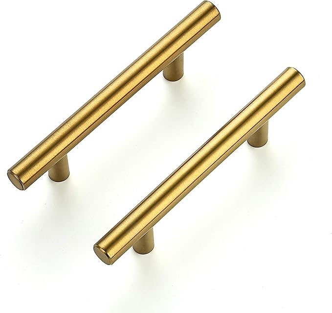 Ravinte 55 Pack 5 Inch Cabinet Pulls Brushed Brass Stainless Steel Kitchen Drawer Pulls Cabinet Handles 5”Length, 3” Hole Center