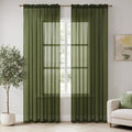 MIULEE Olive Green Sheer Curtains 54 X 96 Inches, 2 Panels | Solid Color by MIULEE