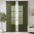 MIULEE Olive Green Sheer Curtains 54 X 90 Inches, 2 Panels | Solid Color by MIULEE