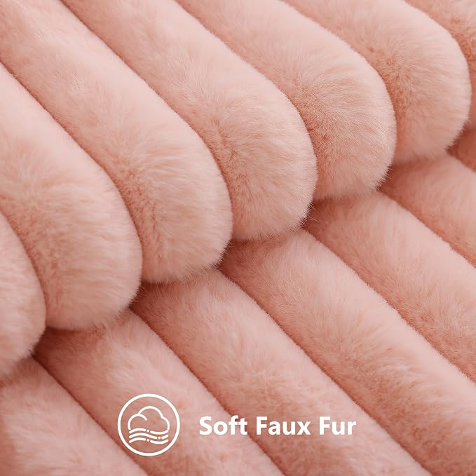 decorUhome Fall Faux Fur Throw Pillow Covers 16x16 Set of 2 Blush Pink | - Image 2