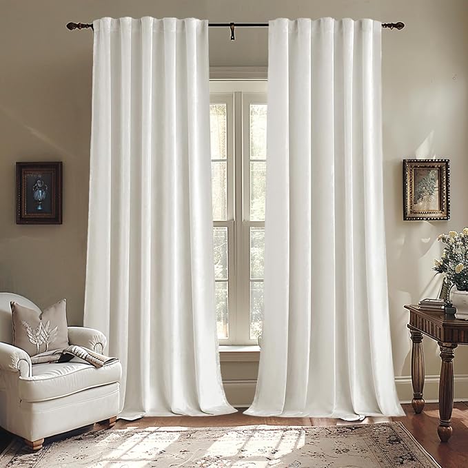 MIULEE White Velvet Curtains 52x96 inches Luxury Room Darkening Curtains | - Image 7