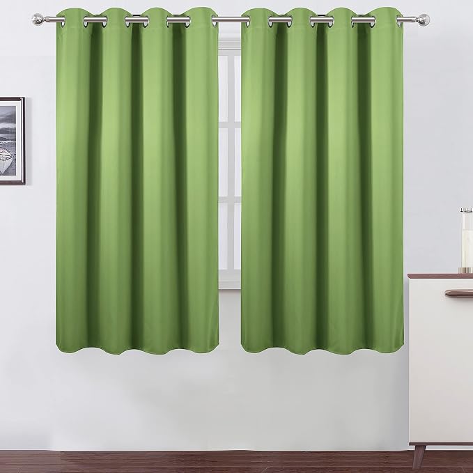 Blackout Curtains 52 x 63 inch/Light Green Curtains Set of 2 Panels/Thermal by Lemomo