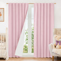 Pink 100% Blackout Linen Living Room Curtains 84 Inch 2 Panels | Privacy by LAMIT