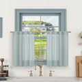 Light Filtering Linen Curtains 24 Inch Length 2 Panels 34 x 24 Inch | Semi Sheer by LAMIT