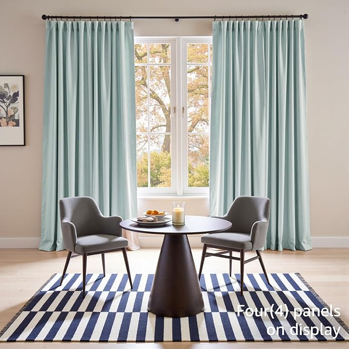 Lazzzy Velvet Blackout Curtains Thermal Insulated Room Window Drapes Super Soft Luxury Curtains for Living Room Bedroom Rod Pocket 2 Panels, Misty Blue, 52" W x 120" L