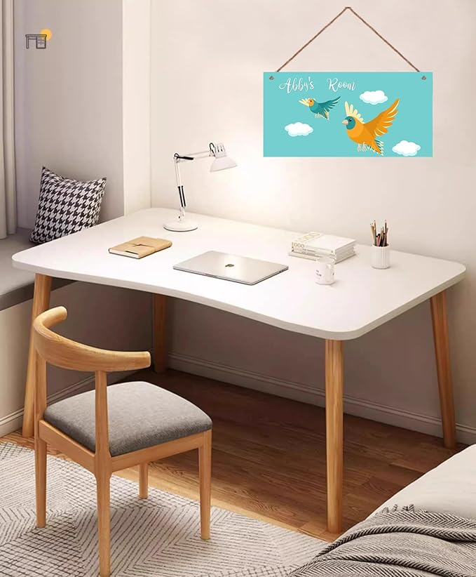 Personalized Signs Birds Sign Kids Door Sign Little Man Cave Wall Art Decor Custom Name Pigeon Art Sign for Kids Room Floral Nursery Art Plate For Boys Room Girls Bedroom