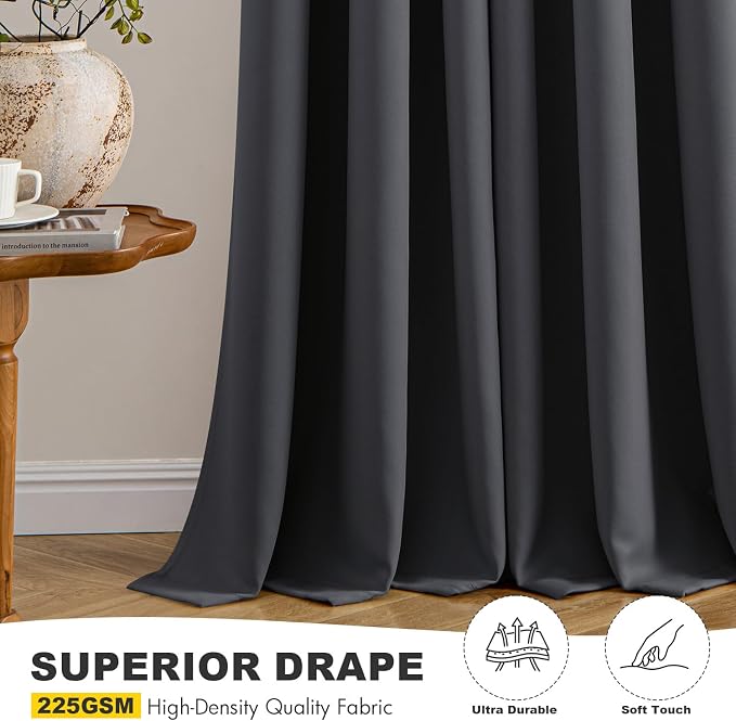 MIULEE Blackout Curtains for Bedroom 2 Panels 40 x 45 Inch Long Dark Grey | - Image 5