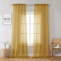 Gold Sheer Curtains 96 Inches Long 2 Panels, Breathable Solid Voile Light by Lecloud