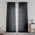 Simplebrand Black Sheer Curtains 108 Inches Long, Extra Long Rod Pocket Solid by Simplebrand