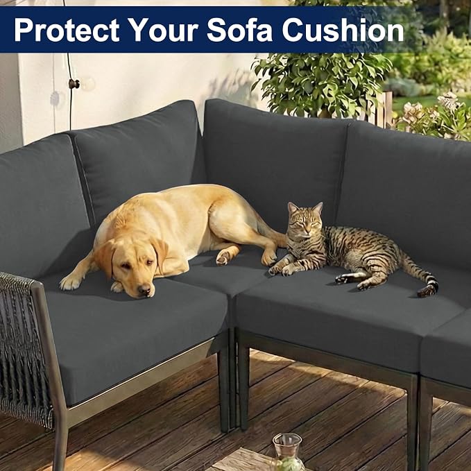 Smiry Waterproof Patio Cushion Covers, Stretch Outdoor Furniture Covers | Couch - Image 8