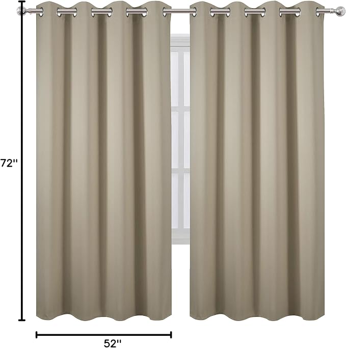 Beige Thermal Blackout Curtains/52 x 72 Inch/Set of 2 Panels Room Darkening - Image 10