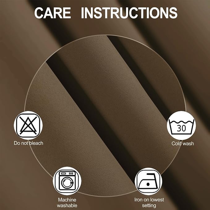 Brown Thermal Blackout Curtains/42 x 72 Inch/Set of 2 Panels Room Darkening - Image 4
